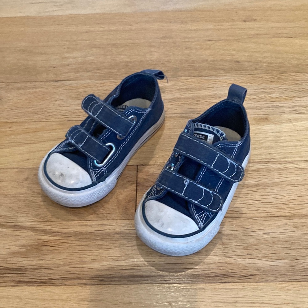 Converse blue boy shoes, size 5 toddler, Velcro